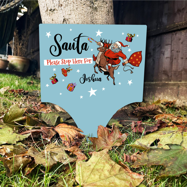 Santa Please Stop Here Personalised Decoration Christmas Outdoor Garden Sign