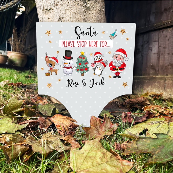 Santa Claus With Friends Personalised Decoration Christmas Outdoor Garden Sign