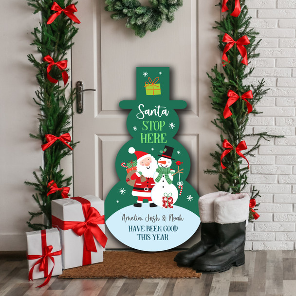 Santa Stop Here Santa Personalised Snowman Decor Christmas Indoor Outdoor Sign