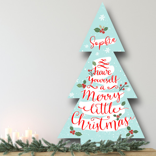 Blue Floral Little Personalised Tree Decoration Christmas Indoor Outdoor Sign