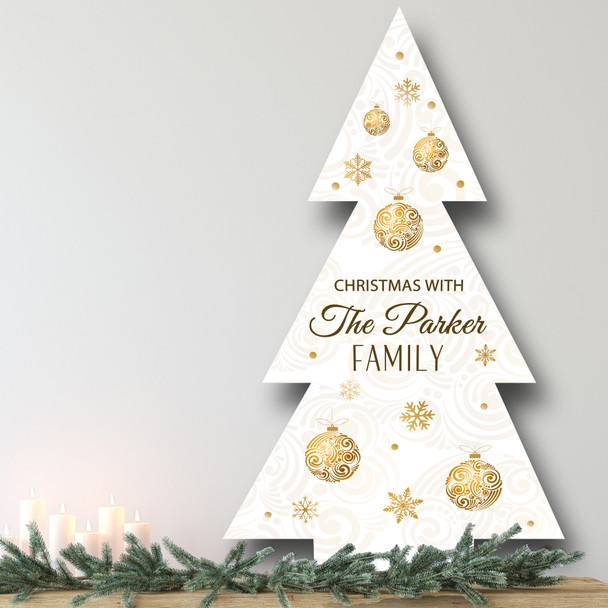 Gold Ornaments Personalised Tree Decoration Family Christmas Indoor Outdoor Sign