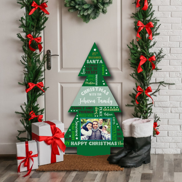 Text Photo Green Personalised Tree Decoration Christmas Indoor Outdoor Sign