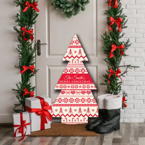Knitted Pattern Personalised Tree Decoration Christmas Indoor Outdoor Sign
