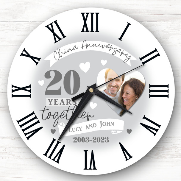 20th Wedding Anniversary China Photo Personalised Gift Personalised Clock