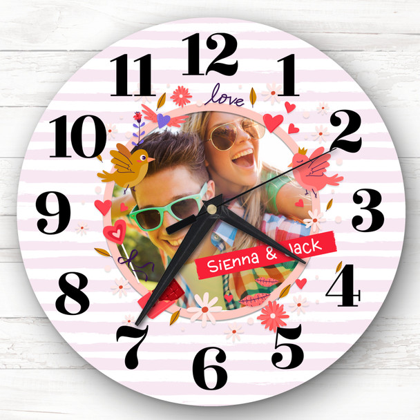 Love Elements Circle Photo Valentine's Day Gift Anniversary Personalised Clock