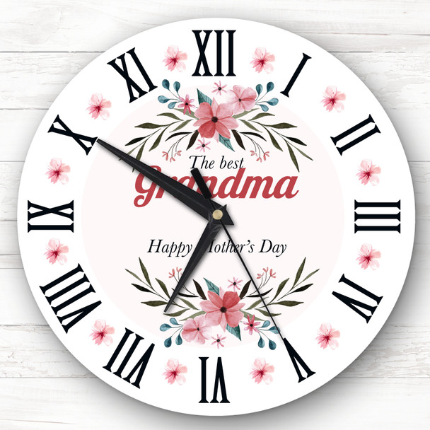 Pink Floral The Best Grandma Mother's Day Gift Personalised Clock