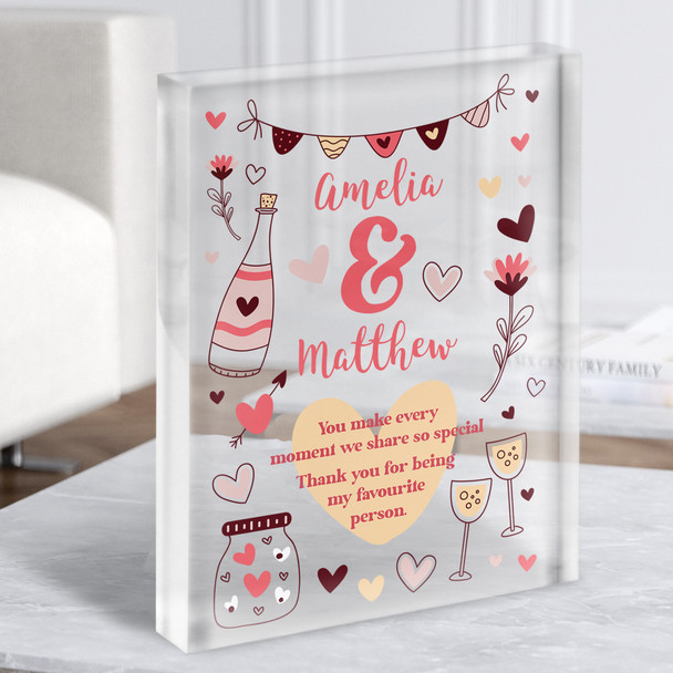 Favourite Person Love Names Romantic Gift Personalised Clear Acrylic Block