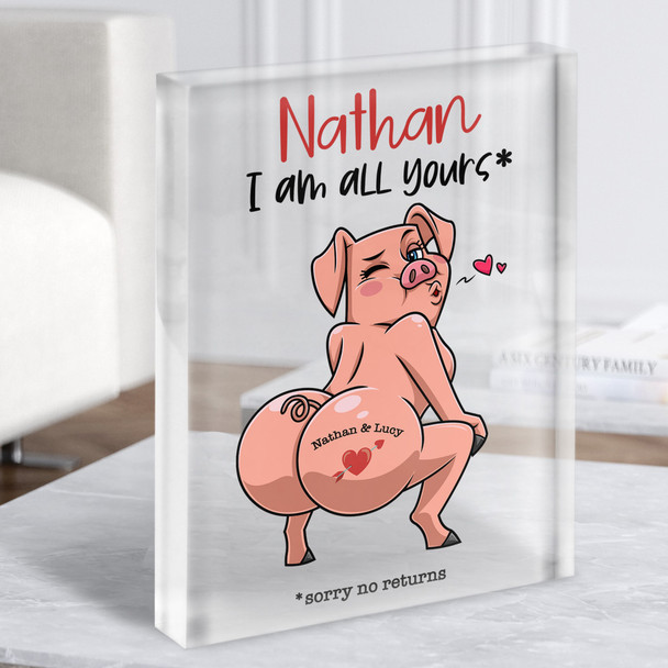Funny Twerking Pig Gift For Him Personalised Clear Acrylic Block