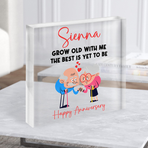 Cute Elderly Funny Anniversary Gift Personalised Clear Square Acrylic Block