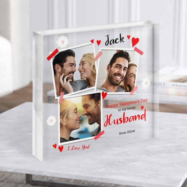 Valentine's Day Gift For Husband Personalised Clear Square Acrylic Block