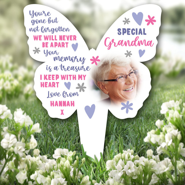 Butterfly Special Grandma Photo Remembrance Garden Plaque Grave Memorial Stake