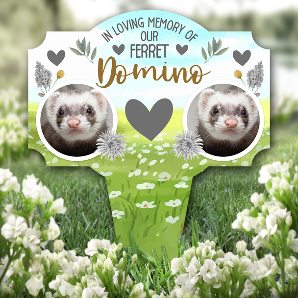 Loving Memory Our Ferret Pet Photo Remembrance Grave Plaque Memorial Stake