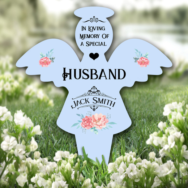 Angel Blue Special Husband Remembrance Garden Plaque Grave Marker Memorial Stake