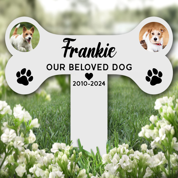 Bone Photo Dog Paw Prints Pet Remembrance Garden Plaque Grave Memorial Stake