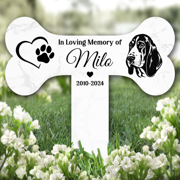 Garden Plaque Bone Heart Basset Hound Dog Pet Remembrance Grave Memorial Stake