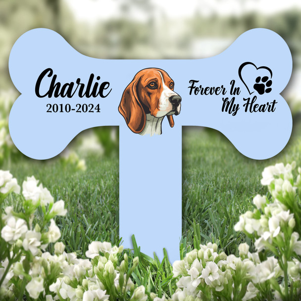 Bone Blue Beagle Dog Heart Pet Remembrance Garden Plaque Grave Memorial Stake