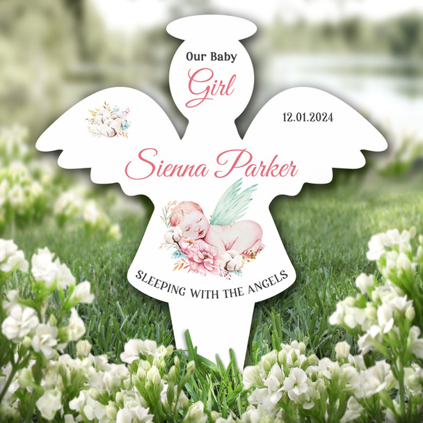 Angel Baby Girl Remembrance Garden Plaque Grave Marker Memorial Stake