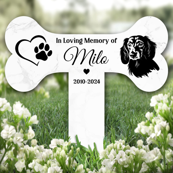 Garden Plaque Bone Heart Dachshund Dog Pet Remembrance Grave Memorial Stake