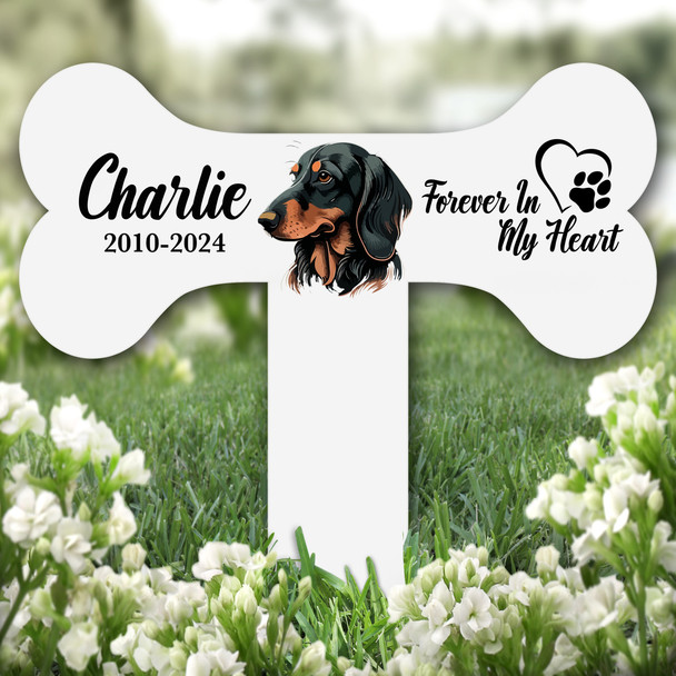 Bone Dachshund Dog Heart Pet Remembrance Garden Plaque Grave Memorial Stake