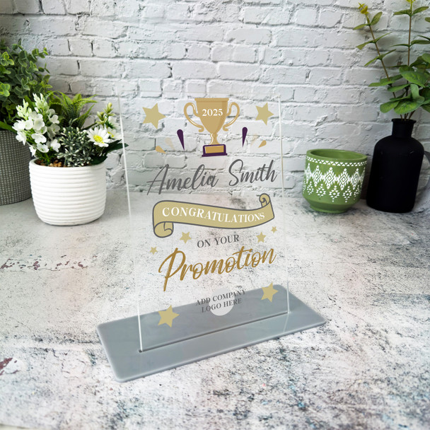 Congratulations Job Promotion Trophy Banner Gift Employee Manager Boss Plaque