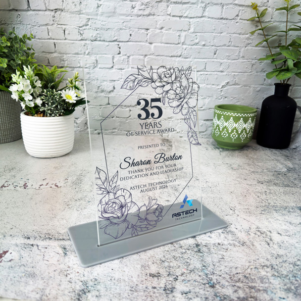 35 Years Service 35th Anniversary Art Line With Logo Gift Employee Custom Plaque