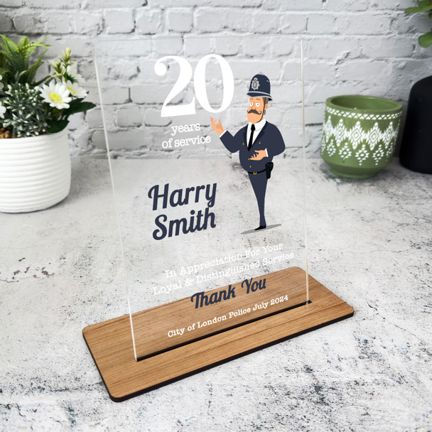 20 Years Service 20th Anniversary Funny Police Gift For Employee Custom Plaque