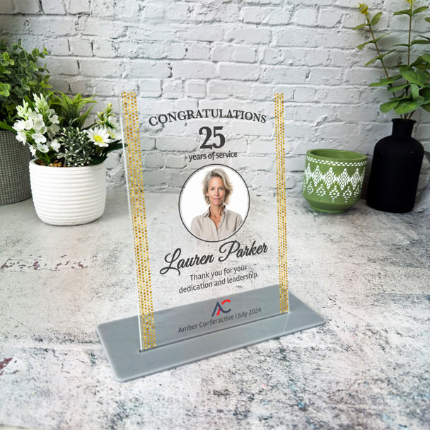 25 Years Service 25th Anniversary Gold Frame Photo Gift Employee Custom Plaque