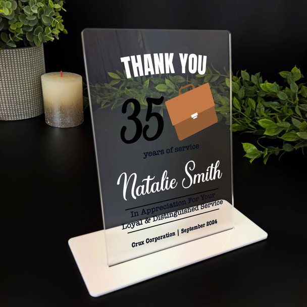 35 Years Service 35th Anniversary Office Bag Gift Employee Personalised Plaque