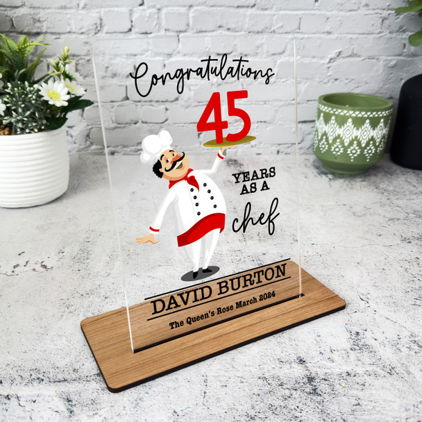 45 Years Service 45th Anniversary Funny Chef Gift Employee Personalised Plaque