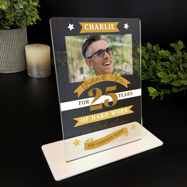 25 Years Service 25th Anniversary Hard Work Photo Banner Gift Employee Plaque