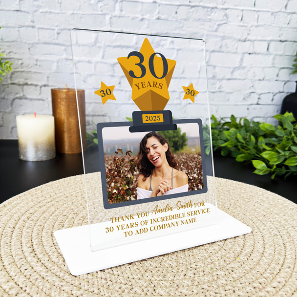 30 Years Work Service 30th Anniversary Photo Trophy Star Gift Employee Plaque