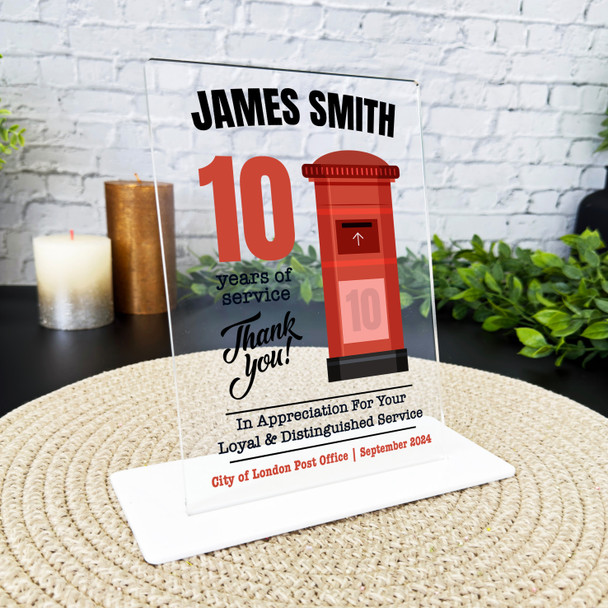 10 Yrs Service 10th Anniversary Postman Post Office Thank You Gift Plaque