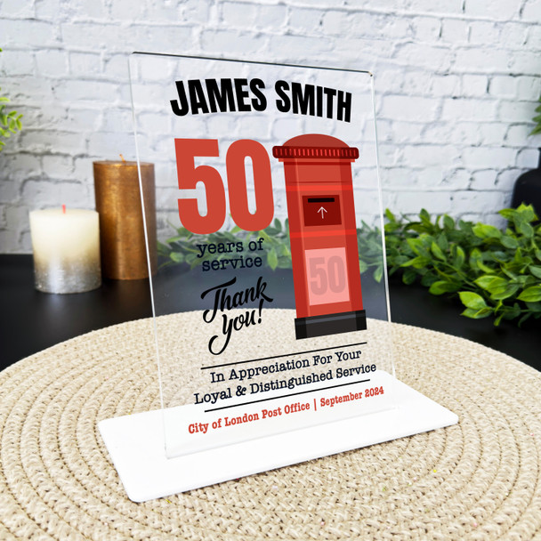 50 Yrs Service 50th Anniversary Postman Post Office Thank You Gift Plaque