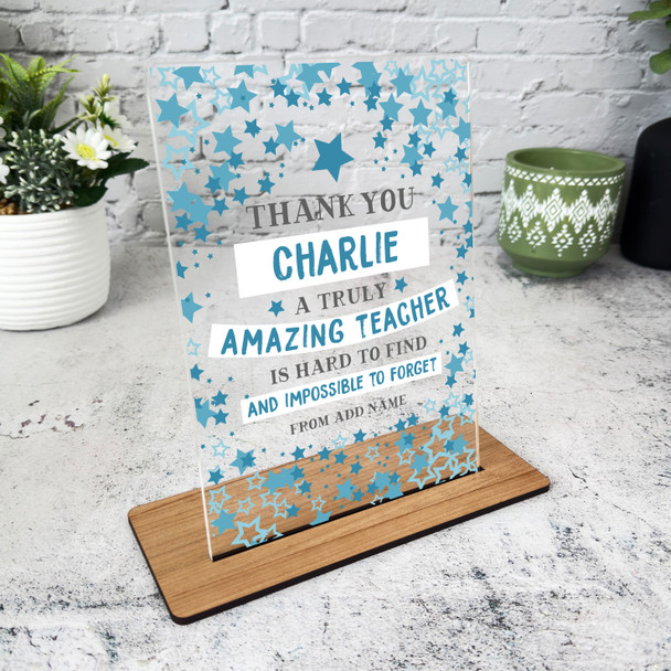 Amazing Teacher Thank You Grey Star Gift Employee Or Colleague Custom Plaque