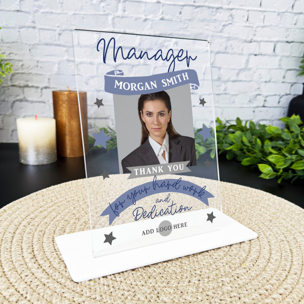 Manager Thank You Job Blue Photo Gift Employee Employer Personalised Gift Plaque