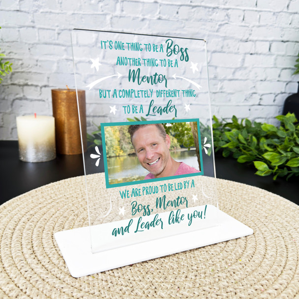 Boss Appreciation Mentor Leader Green Photo Work Job Personalised Gift Plaque