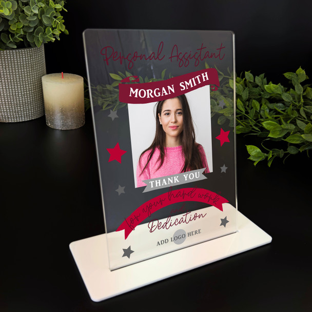 Personal Assistant Thank You Job Red Photo Gift Employee Personalised Plaque