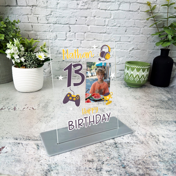 13th Birthday Gift Gaming Accessories Photo Personalised Gift Acrylic Plaque