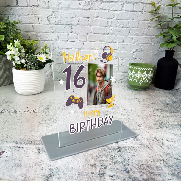 16th Birthday Gift Gaming Accessories Photo Personalised Gift Acrylic Plaque