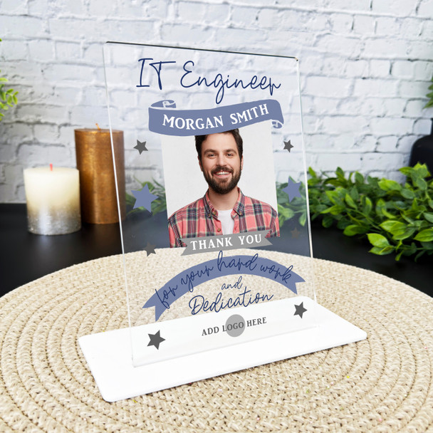 It Engineer Thank You Job Blue Photo Gift Employee Personalised Gift Plaque