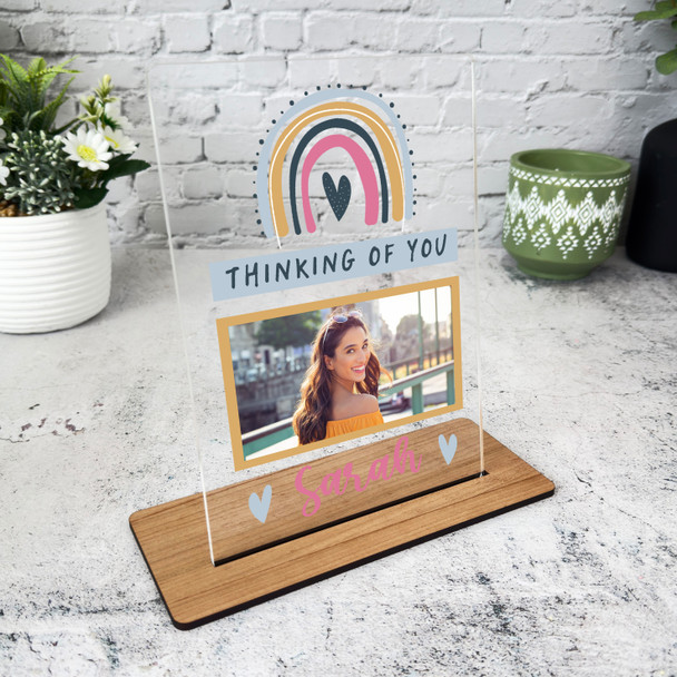 Thinking Of You Gift Rainbow Photo Custom Personalised Gift Acrylic Plaque