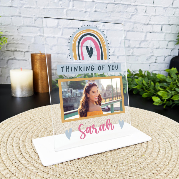 Thinking Of You Gift Rainbow Photo Custom Personalised Gift Acrylic Plaque