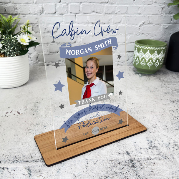 Cabin Crew Thank You Job Blue Photo Gift Employee Personalised Gift Plaque