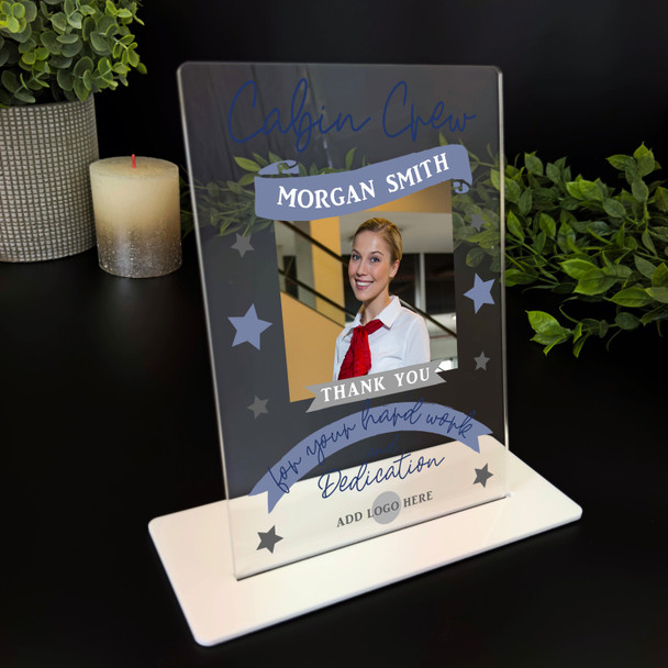 Cabin Crew Thank You Job Blue Photo Gift Employee Personalised Gift Plaque