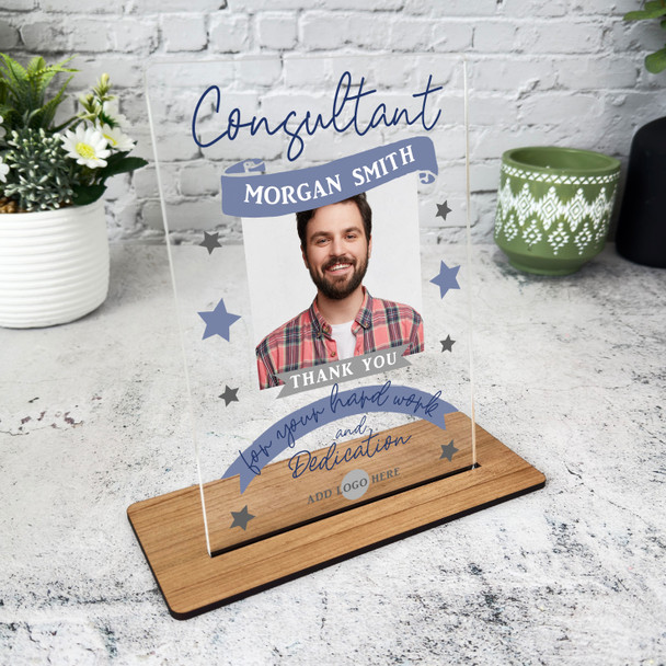 Consultant Thank You Job Blue Photo Gift Employee Personalised Gift Plaque