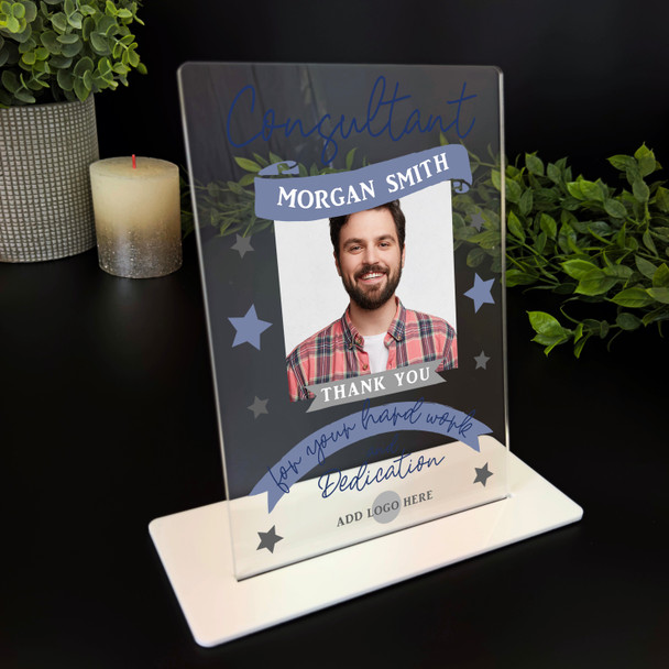 Consultant Thank You Job Blue Photo Gift Employee Personalised Gift Plaque