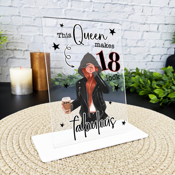 18th Birthday Gift Cool Red Hair Girl With Coffee Personalised Gift Plaque