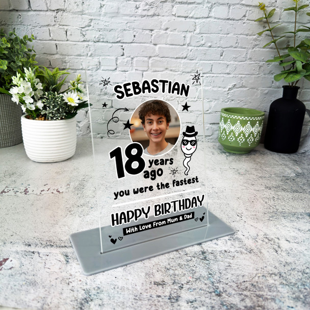 18th Birthday Gift Funny Sperm Male Photo Custom Personalised Gift Plaque