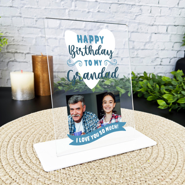 Grandad Happy Birthday Gift Photo Blue Personalised Acrylic Plaque