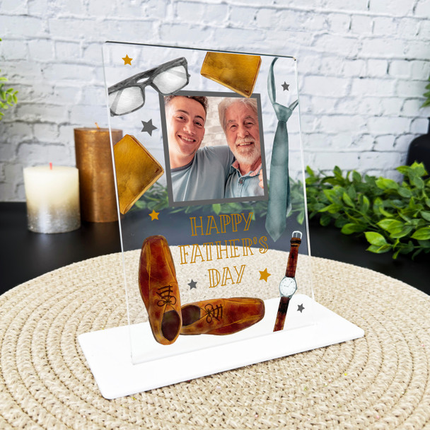 Happy Father's Day Gift Photo Gold Smart Suit Personalised Acrylic Plaque